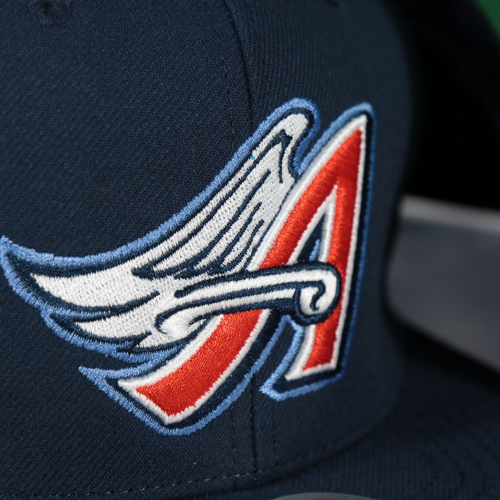 angels logo on the Anaheim Angels Cooperstown "Angels" Script side patch Evergreen Pro Variety Pack | Navy Snapback Hat