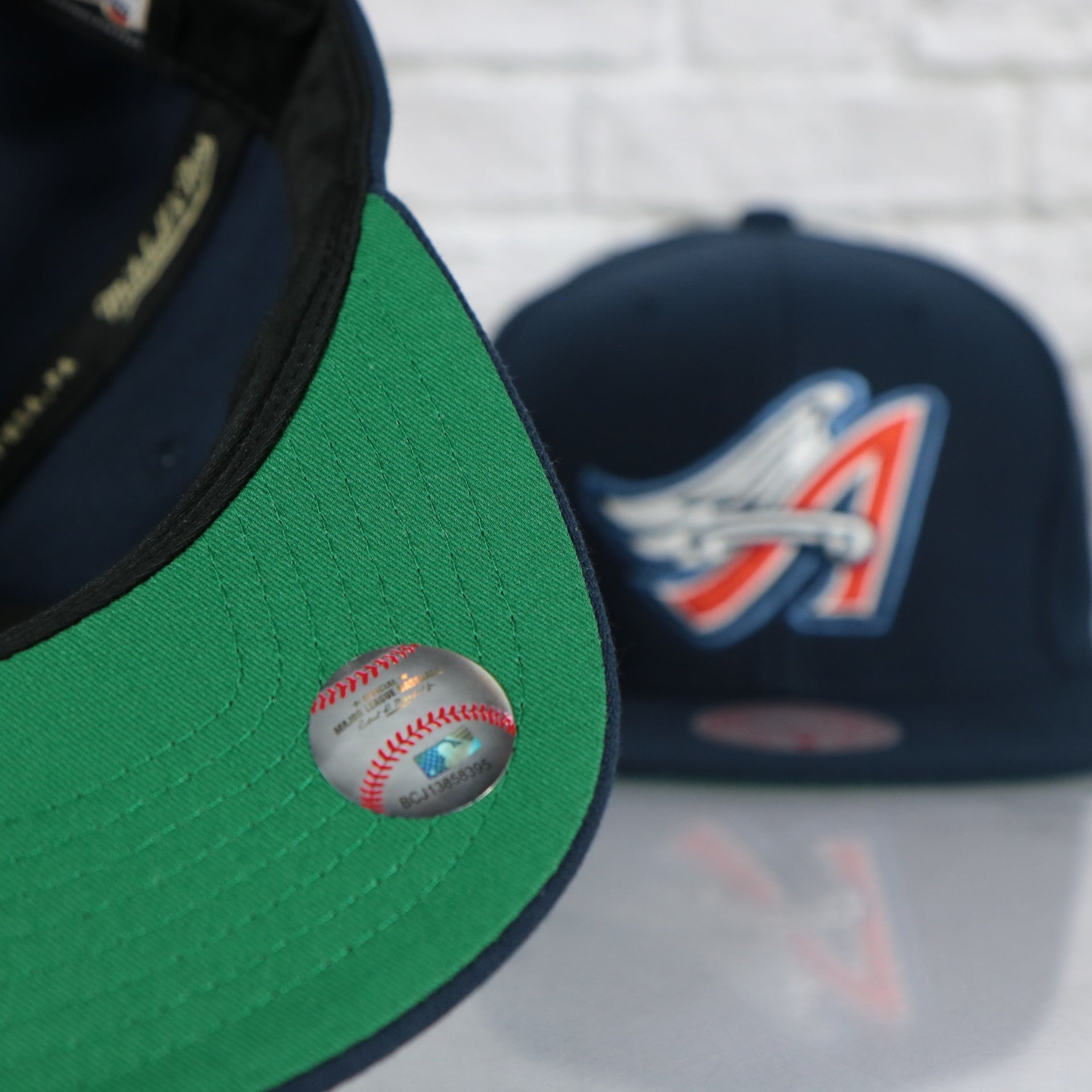 green under visor on the Anaheim Angels Cooperstown "Angels" Script side patch Evergreen Pro Variety Pack | Navy Snapback Hat