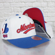 Montreal Expos Cooperstown "Montreal" Jersey Script 1969 Expos logo side patch Evergreen Pro | White/Royal Snapback Hat