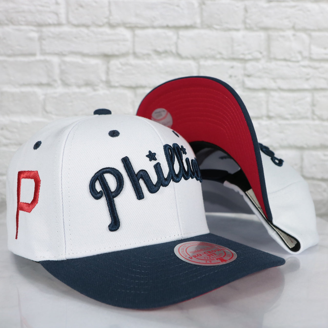 Philadelphia Phillies Cooperstown "Phillies" Jersey Script 1911 Phillies logo side patch Evergreen Pro | White/Navy Snapback Hat