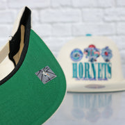 green under visor on the Charlotte Hornets Hardwood Classics Reframe Retro Green bottom | Off-White Snapback Hat