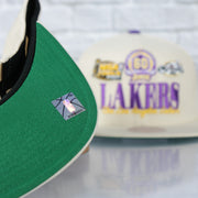 green under visor on the Los Angeles Lakers Hardwood Classics Reframe Retro Green bottom | Off-White Snapback Hat