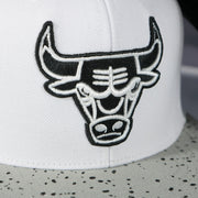 bulls logo on the Chicago Bulls 1998 NBA Finals side patch Cement Top Black Bottom 2-Tone | White/Silver Snapback Hat