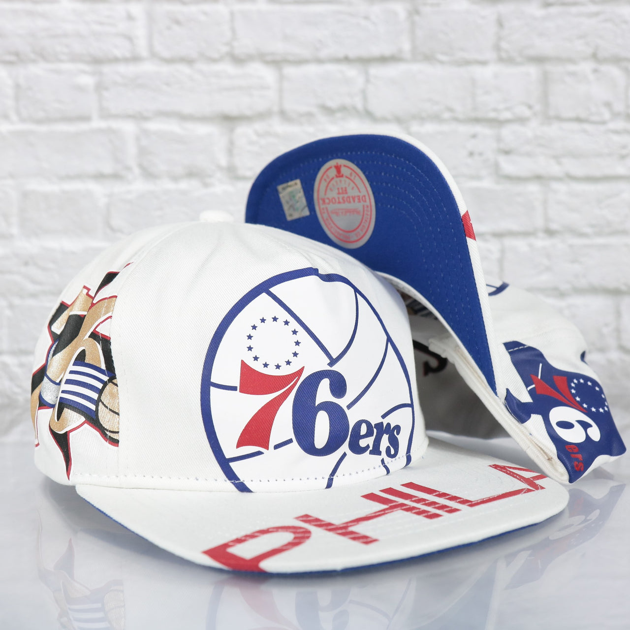 Philadelphia 76ers Hardwood Classics In Your Face Deadstock Royal bottom | White Snapback Hat