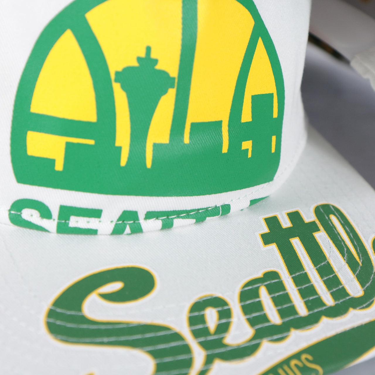 Seattle Supersonics Hardwood Classics In Your Face Deadstock Green bottom | White Snapback Hat