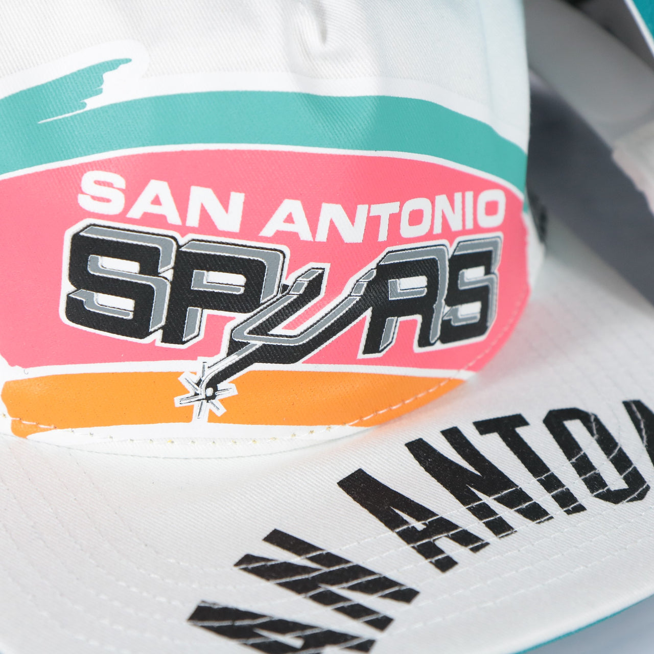 San Antonio Spurs Hardwood Classics In Your Face Deadstock Teal bottom | White Snapback Hat