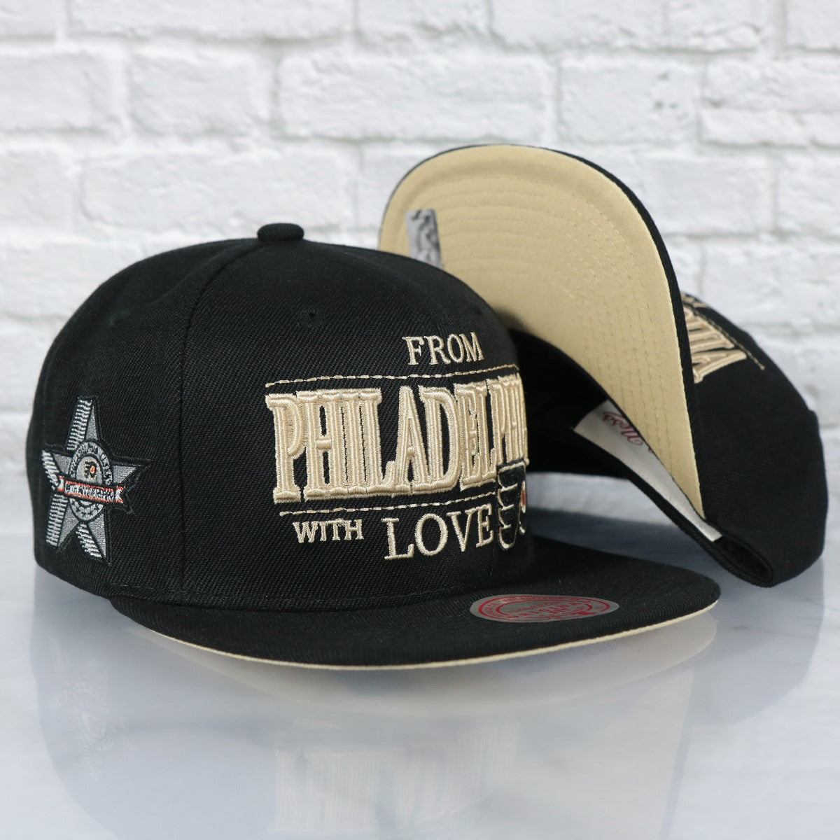 Philadelphia Flyers With Love 25th Anniversary Side Patch Cream Bottom | Black Snapback Hat