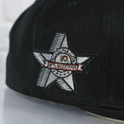 25th anniversary side patch on the Philadelphia Flyers With Love 25th Anniversary Side Patch Cream Bottom | Black Snapback Hat