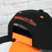 mitchell and ness logo on the Philadelphia Flyers NHL Billboard 2 Green bottom Tri-Tone | Orange/White/Black Snapback Hat