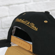 mitchell and ness logo on the Vegas Golden Knights NHL Billboard 2 Green bottom Tri-Tone | Gold/White/Black Snapback Hat