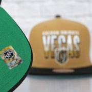 green bottom on the Vegas Golden Knights NHL Billboard 2 Green bottom Tri-Tone | Gold/White/Black Snapback Hat