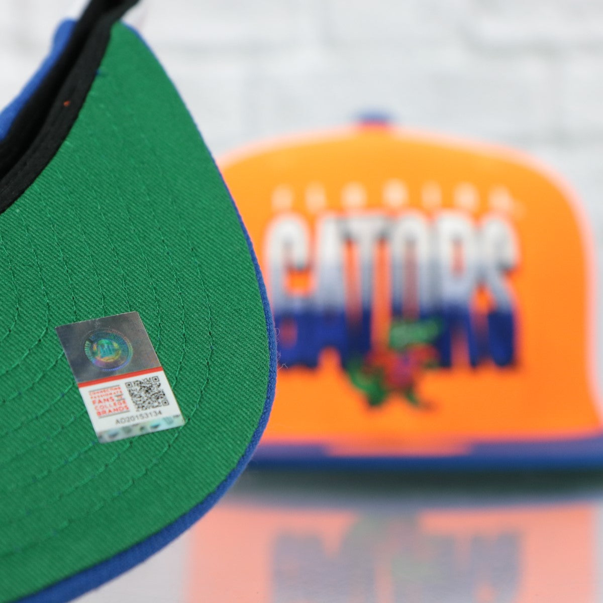 green bottom on the Florida Gators NCAA Billboard 2 Green bottom Tri-Tone | Orange/White/Royal Snapback Hat