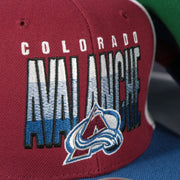 avalanche logo on the Colorado Avalanche NHL Billboard 2 Green bottom Tri-Tone | Red/White/Royal Snapback Hat