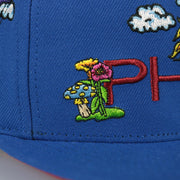 psychedelic patch on the Philadelphia 76ers Throwback Wordmark Hardwood Classics  All Over Energy Psychedelic patch | Royal Snapback hat