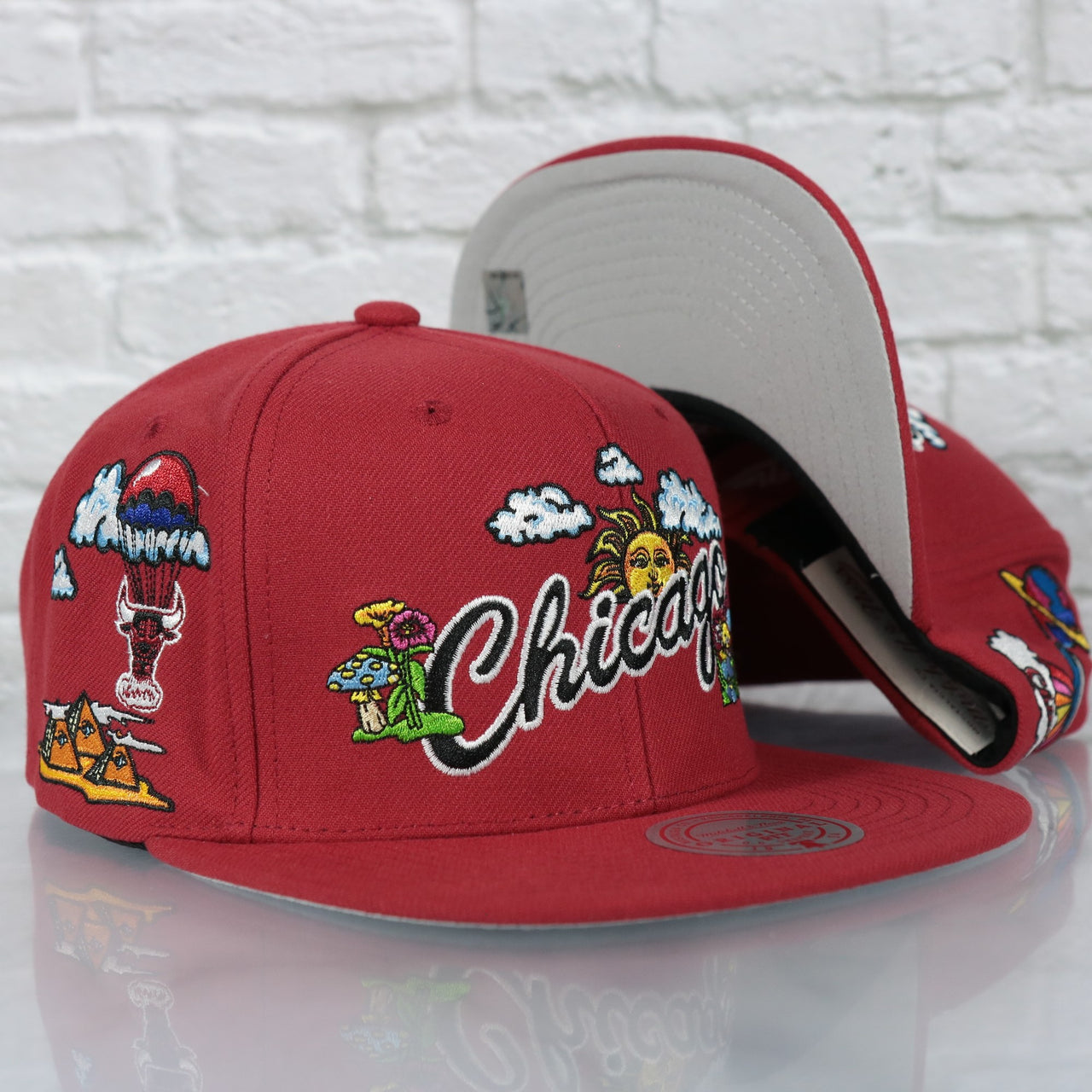 Chicago Bulls Throwback Wordmark Hardwood Classics  All Over Energy Psychedelic patch | Red Snapback hat