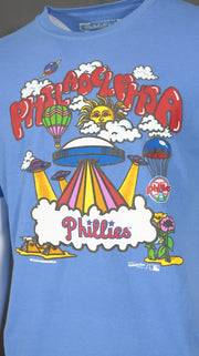 psychedelic graphic print on the Philadelphia Phillies Cooperstown Energy Psychedelic Graphics | Royal T-shirt