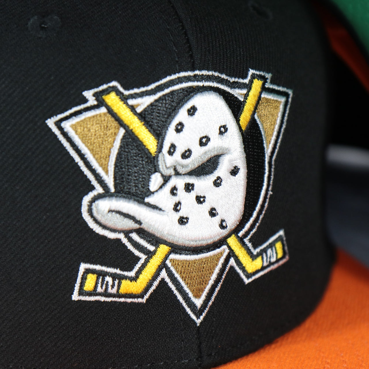 Anaheim Ducks NHL Team 2 Tone 2.0 Green bottom | Black/Orange Snapback Hat