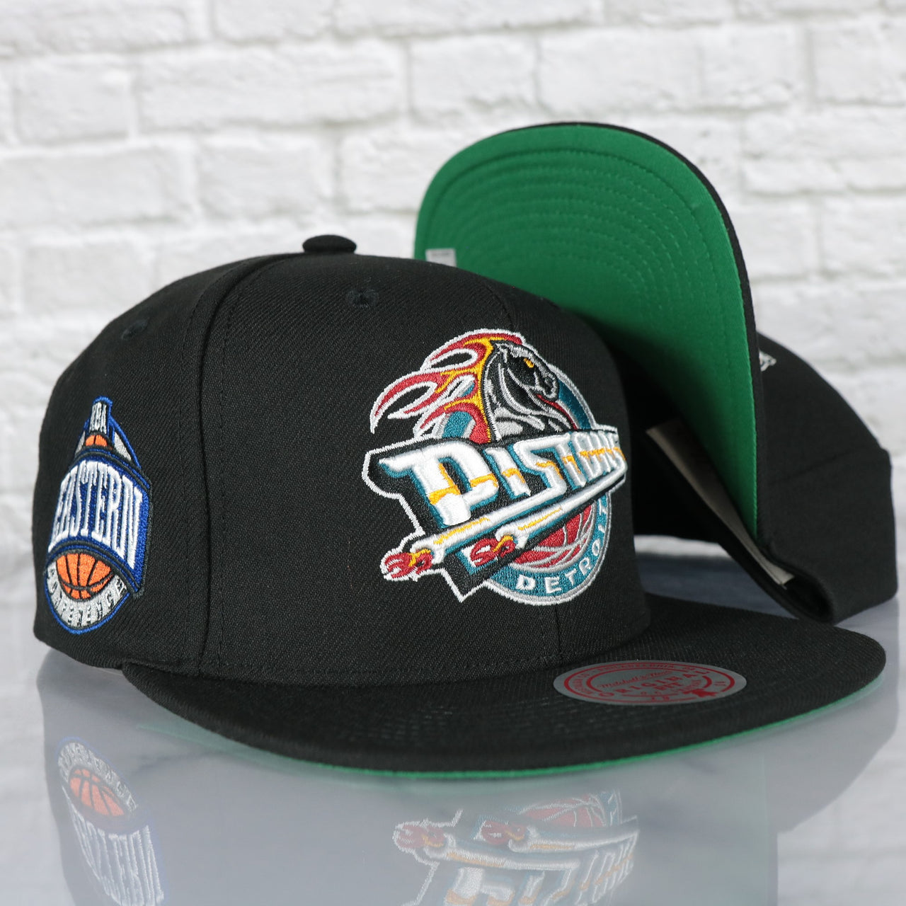 Detroit Pistons Hardwood Classics Eastern Conference Side Patch Green Bottom | Black Snapback Hat