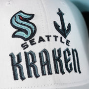 kraken logo on the Seattle Kraken NHL All in Pro Teal Bottom | White Snapback Hat