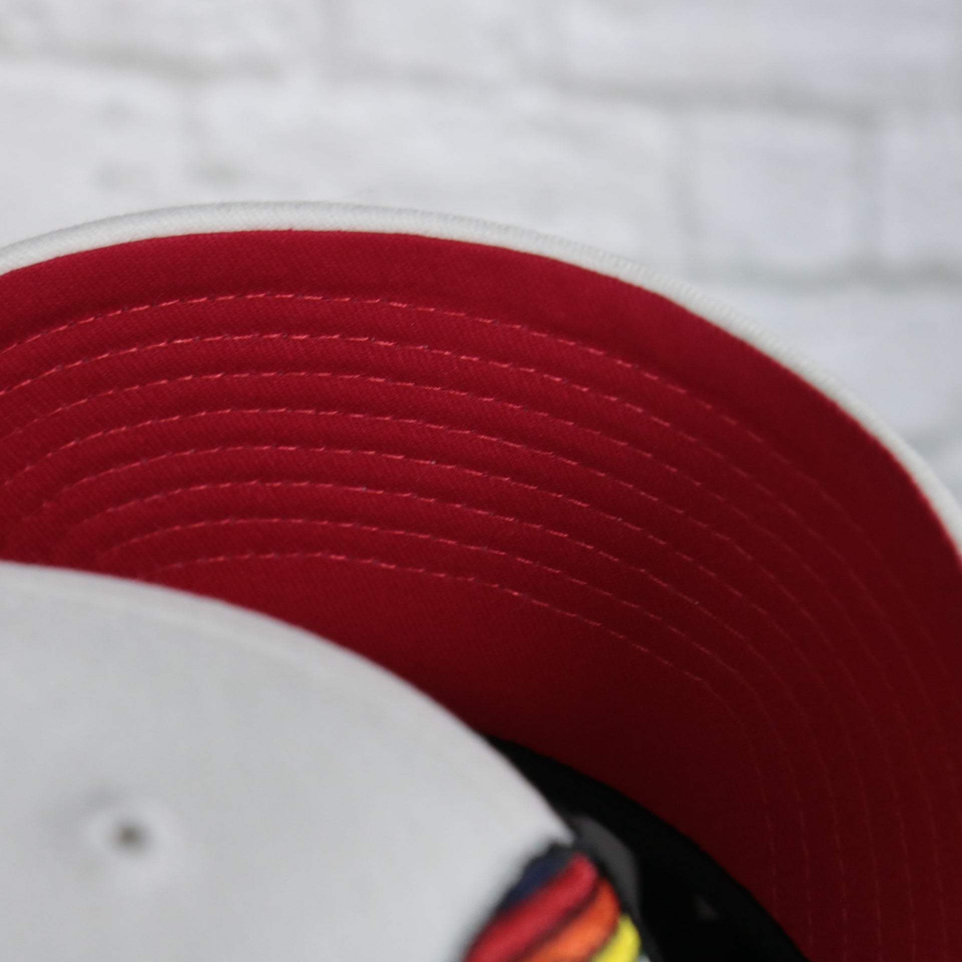 red under visor on the Denver Nuggets NBA Hardwood Classics All in Pro Red Bottom | White Snapback Hat