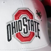 buckeyes logo on the Ohio State Buckeyes NCAA All in Pro Red Bottom | White Snapback Hat