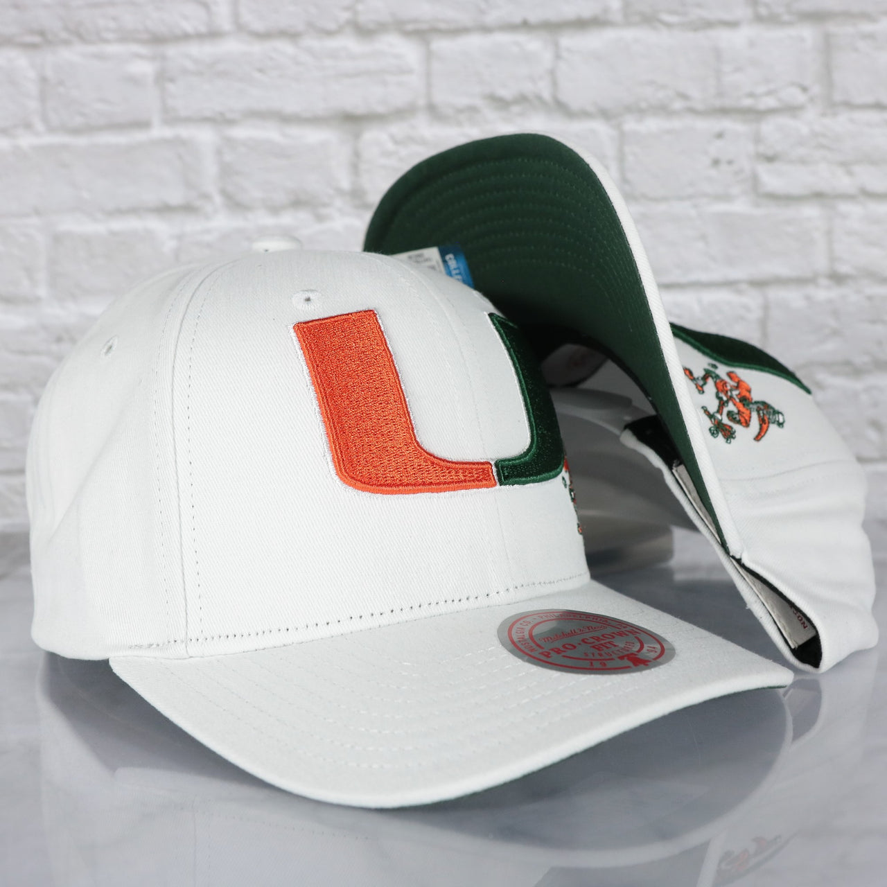 Miami Hurricanes NCAA All in Pro Green Bottom | White Snapback Hat