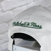 mitchell and ness logo on the Miami Hurricanes NCAA All in Pro Green Bottom | White Snapback Hat