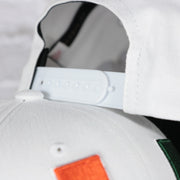 white adjustable snap on the Miami Hurricanes NCAA All in Pro Green Bottom | White Snapback Hat