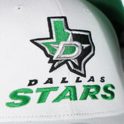 stars logo on the Dallas Stars NHL All in Pro Green Bottom | White Snapback Hat