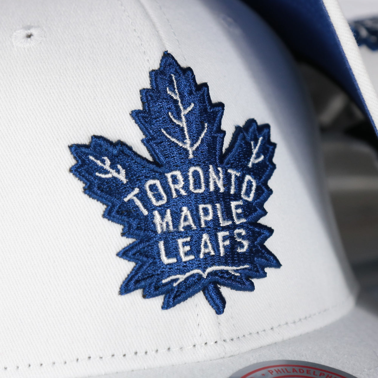 maple leafs logo on the Toronto Maple Leafs NHL All in Pro Blue Bottom | White Snapback Hat