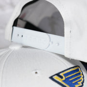 white adjustable snap on the St. Louis Blues NHL All in Pro Blue Bottom | White Snapback Hat