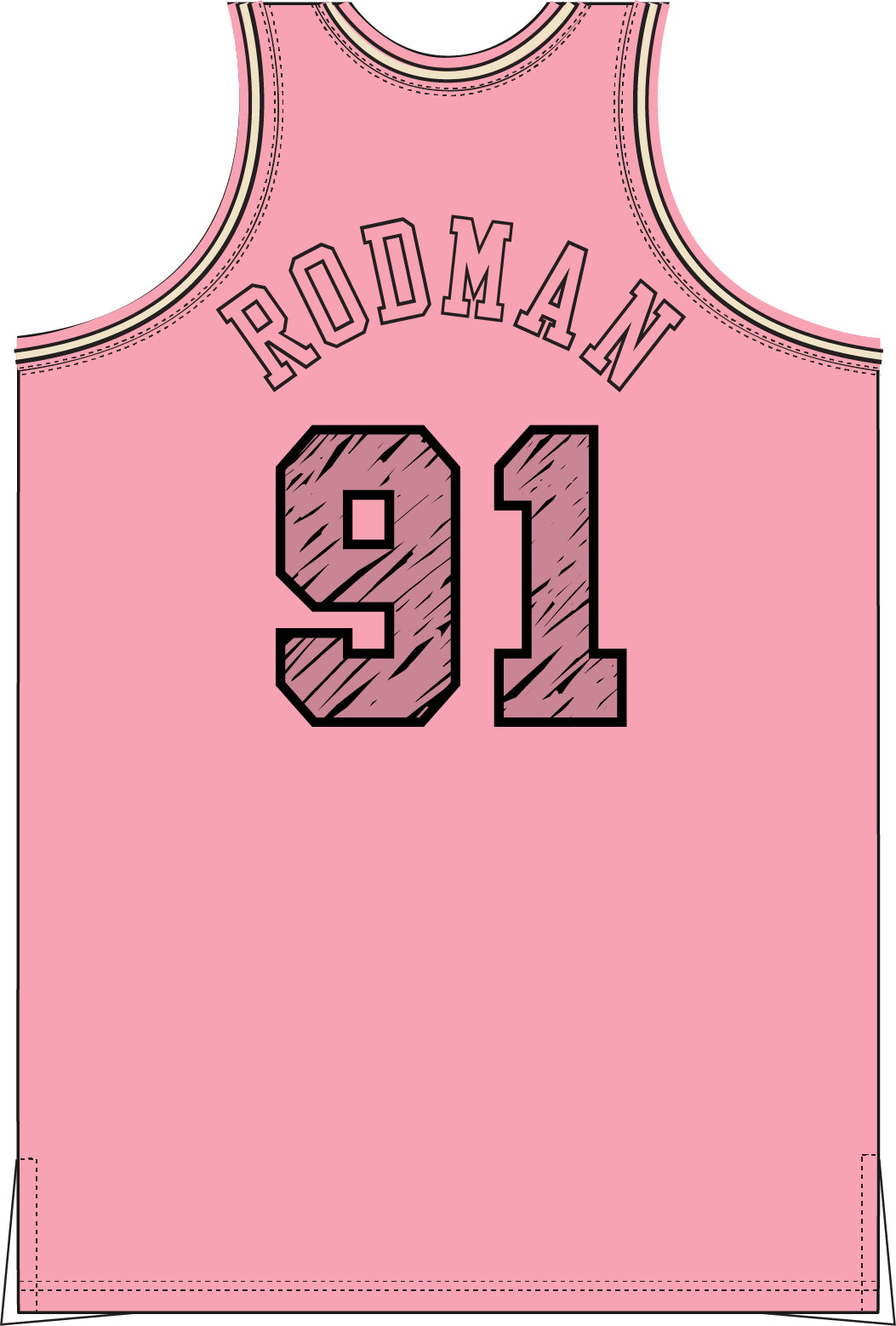 Dennis Rodman 1997 Chicago Bulls Sidewalk Sketch | Pink Swingman Jersey