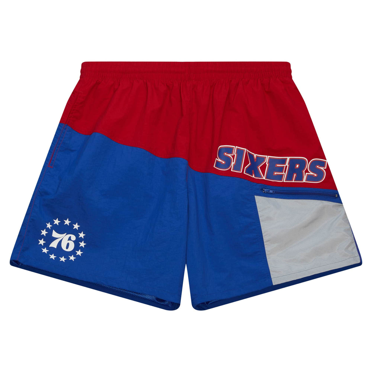 Philadelphia 76ers "Sixers" wordmark NBA Mitchell and Ness | Red/Blue Utility Short