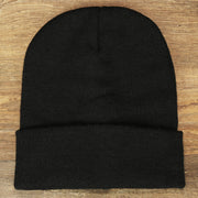 The front of the Classic Black Winter Knit Cuffed Beanie