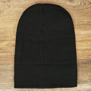 The front of the Classic Black Winter Knit Cuffed Beanie uncuffed