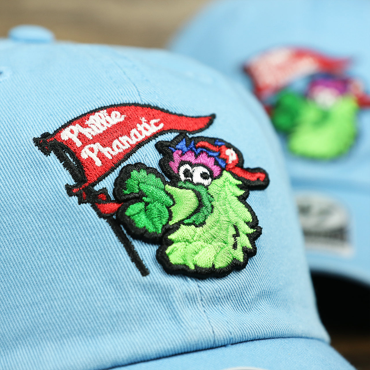 The Phillies Phantic With Flag Logo on the Philadelphia Phillies Mascot Phillie Phanatic Dad Hat | Columbia Dad Hat