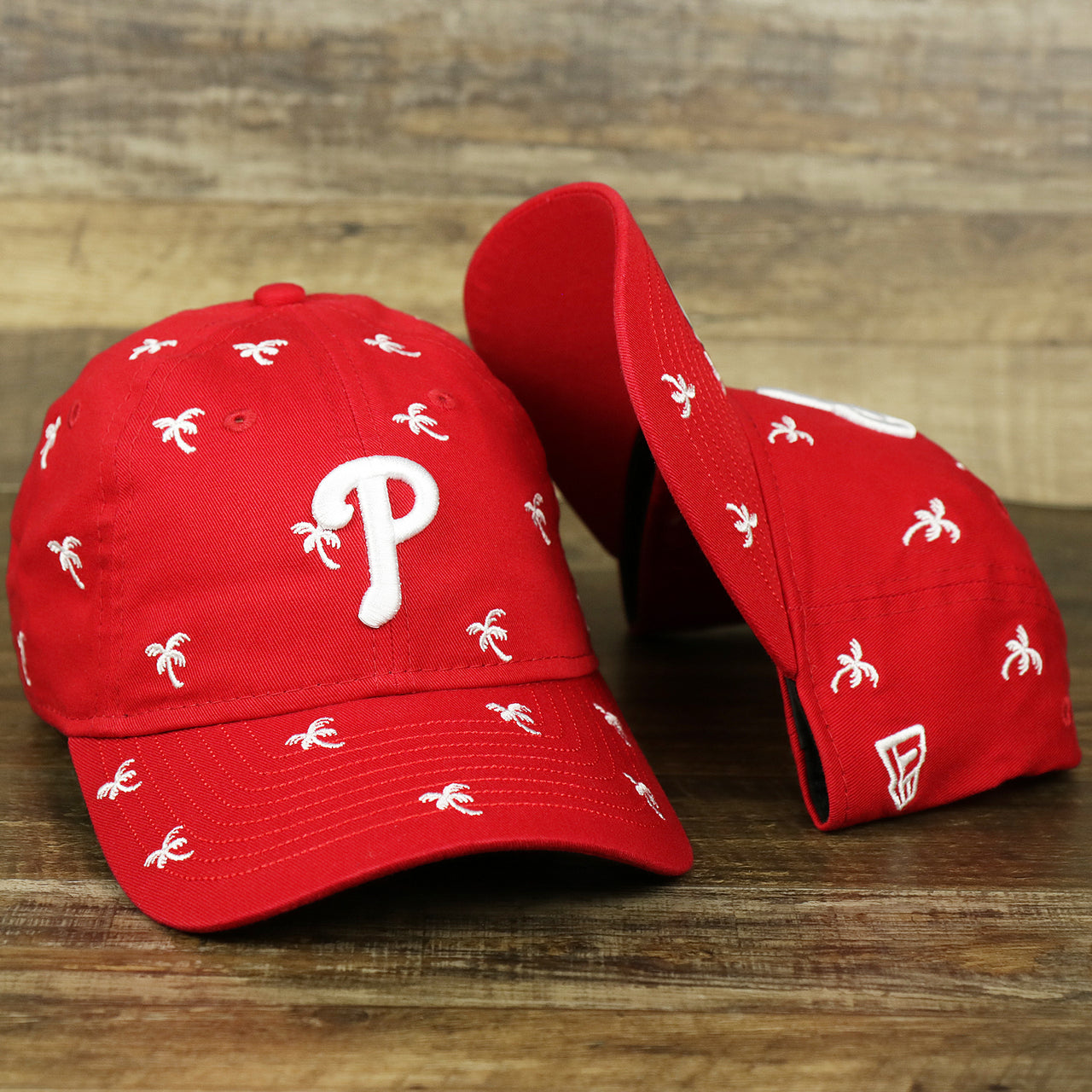 The Philadelphia Phillies Spring Training 2022 Women's All Over Palm Tree Red 9Twenty Dad Hat