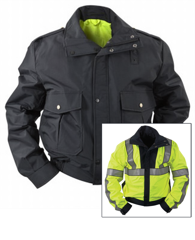 the Police EMT | Reversible Reflective Customizable EMT Coat | Navy Blue and Safety Green ANSI Certified Scotchlite Emergency Jacket for EMTs Policemen Policewomen can be turned inside out to show a reflective yellow side