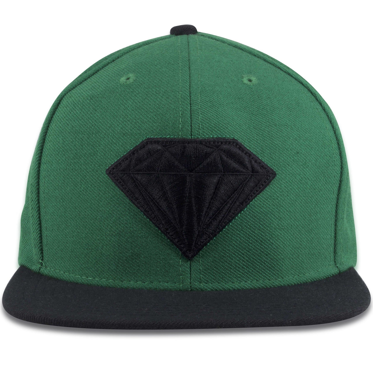Diamond Emblem Green on Black Adjustable Snapback Hat