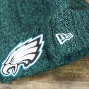 The New Era Logo on the Women’s Philadelphia Eagles Midnight Green On Field Knit Winter Beanie | Green Winter Beanie