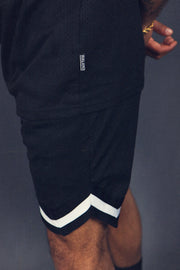 Side view of the Men's Hooper Basketball Workout Black Brooklyn Mesh Retro Shorts