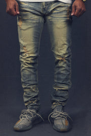 COPPER RIVET | 113001 | ALL SEASON RUNNING JEANS SLIM FIT | YELLOW HAZE DARK BLUE |