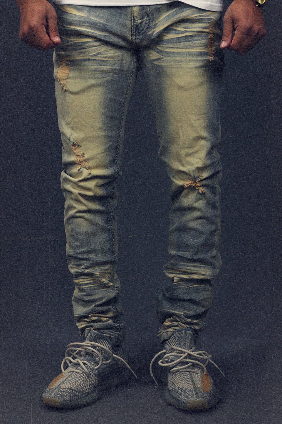 COPPER RIVET | 113001 | ALL SEASON RUNNING JEANS SLIM FIT | YELLOW HAZE DARK BLUE |