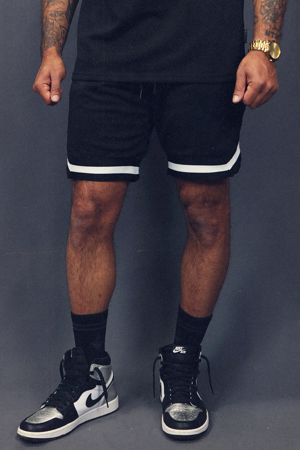 Front of the Men's Hooper Basketball Workout Black Brooklyn Mesh Retro Shorts