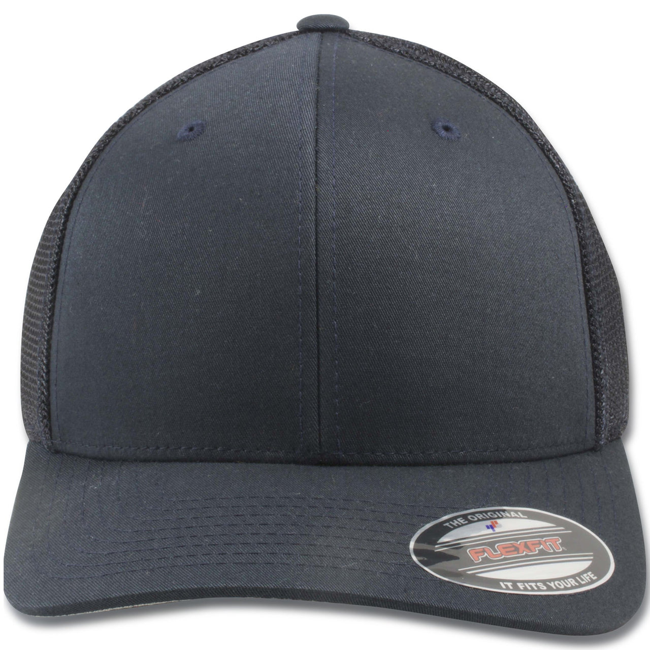 Dark Navy Blue Mesh-Back Flexfit Trucker Hat