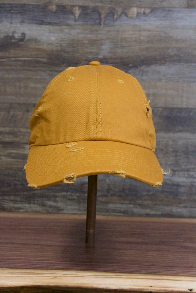 Blank Distressed Dad Hat To Match Wheat Timbs | Timbs Vintage dad hat for embroidery | ripped timberland dad hat for streetwear brand