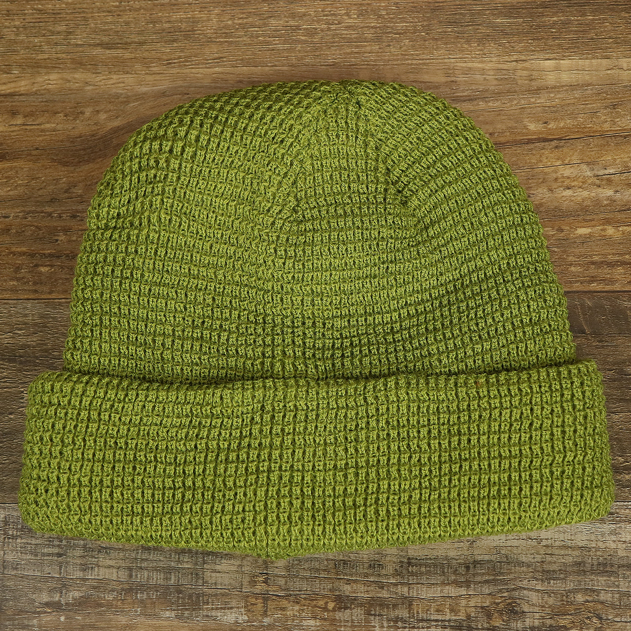The front of the Army Green Fisherman Knit Cuffed Beanie