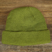 The front of the Army Green Fisherman Knit Cuffed Beanie