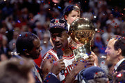 Jordan wearing the Chicago Bulls Vintage Retro NBA Champions 1997 Mitchell and Ness Snapback Hat | Black