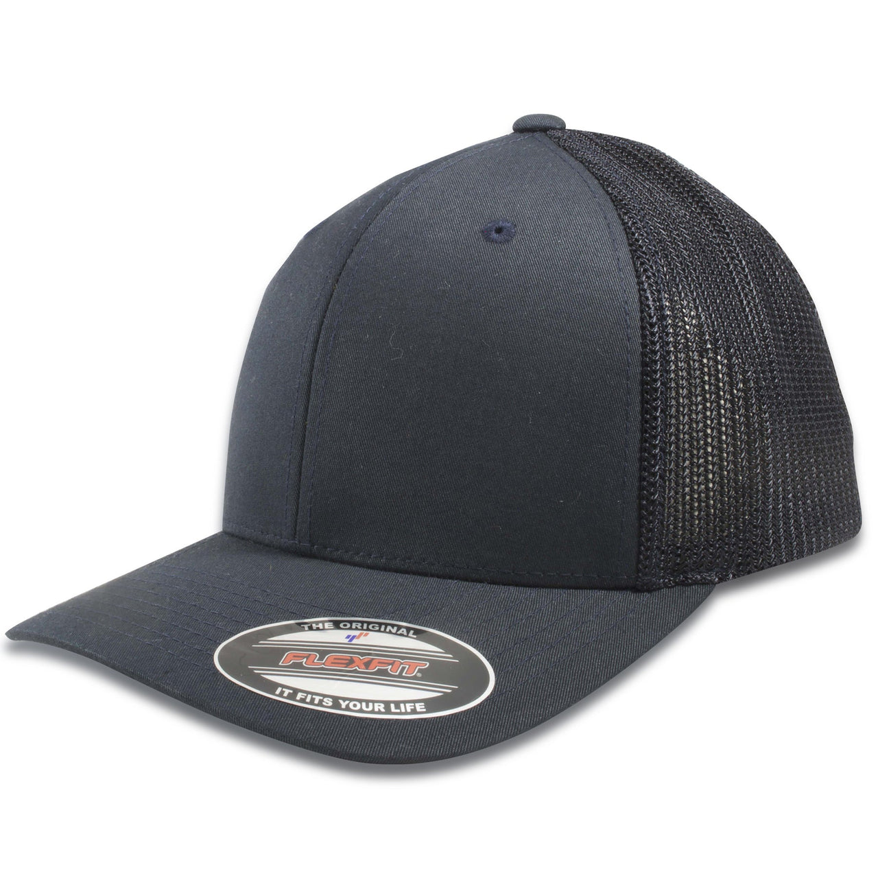 Dark Navy Blue Mesh-Back Flexfit Trucker Hat